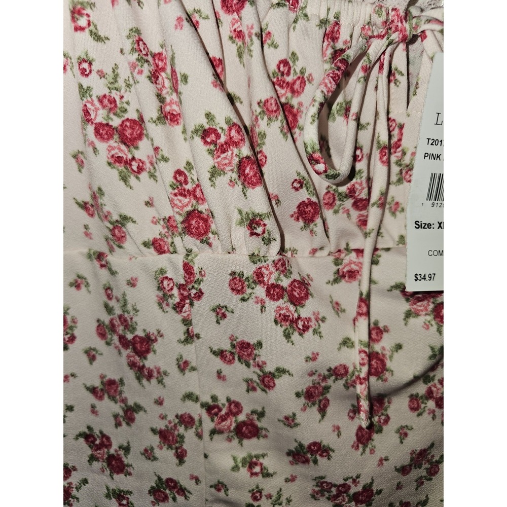 Lush Women's Floral Pink Romantic Y2k Style Sweet Feminine Blouse Top XL - Picture 4 of 8